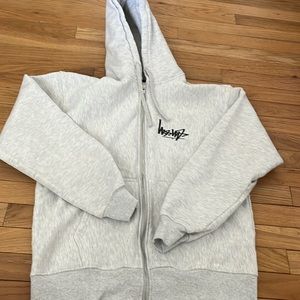 stussy flipped zip up hoodie